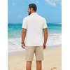 image:imageCOOFANDY Mens 2 Piece Summer Outfit Short Sleeve Casual Beach Button Down Shirts and Shorts Vacation Cotton SetsWhiteLight Khaki