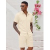 image:imageCOOFANDY Mens 2 Pieces Cotton Linen Set Short Sleeve Button Down Shirts Summer Beach Shorts Casual OutfitsBeige