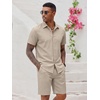 image:imageCOOFANDY Mens 2 Pieces Cotton Linen Set Short Sleeve Button Down Shirts Summer Beach Shorts Casual OutfitsMoon Gray