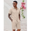 image:imageCOOFANDY Mens 2 Pieces Cotton Linen Set Short Sleeve Button Down Shirts Summer Beach Shorts Casual OutfitsShallow Coffee