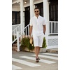 image:imageCOOFANDY Mens 2 Pieces Linen Set Casual Henley Shirts Short Sleeve Beach Yoga Shorts Summer Pants Outfits01white