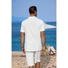 image:imageCOOFANDY Mens 2 Pieces Linen Set Casual Henley Shirts Short Sleeve Beach Yoga Shorts Summer Pants Outfits01white