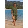 image:imageCOOFANDY Mens 2 Pieces Linen Set Casual Henley Shirts Short Sleeve Beach Yoga Shorts Summer Pants OutfitsArmy Green