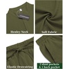 image:imageCOOFANDY Mens 2 Pieces Linen Set Casual Henley Shirts Short Sleeve Beach Yoga Shorts Summer Pants OutfitsArmy Green