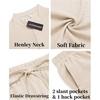 image:imageCOOFANDY Mens 2 Pieces Linen Set Casual Henley Shirts Short Sleeve Beach Yoga Shorts Summer Pants OutfitsBeige