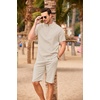 image:imageCOOFANDY Mens 2 Pieces Linen Set Casual Henley Shirts Short Sleeve Beach Yoga Shorts Summer Pants OutfitsBeige