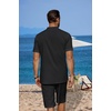 image:imageCOOFANDY Mens 2 Pieces Linen Set Casual Henley Shirts Short Sleeve Beach Yoga Shorts Summer Pants OutfitsBlack