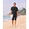 image:imageCOOFANDY Mens 2 Pieces Linen Set Casual Henley Shirts Short Sleeve Beach Yoga Shorts Summer Pants OutfitsBlack