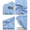 image:imageCOOFANDY Mens 2 Pieces Linen Set Casual Henley Shirts Short Sleeve Beach Yoga Shorts Summer Pants OutfitsBlue