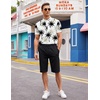 image:imageCOOFANDY Mens 2 Pieces Linen Set Casual Henley Shirts Short Sleeve Beach Yoga Shorts Summer Pants OutfitsCoconut Plant Pattern