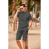 image:imageCOOFANDY Mens 2 Pieces Linen Set Casual Henley Shirts Short Sleeve Beach Yoga Shorts Summer Pants OutfitsDark Grey