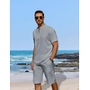 image:imageCOOFANDY Mens 2 Pieces Linen Set Casual Henley Shirts Short Sleeve Beach Yoga Shorts Summer Pants OutfitsGrey