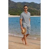 image:imageCOOFANDY Mens 2 Pieces Linen Set Casual Henley Shirts Short Sleeve Beach Yoga Shorts Summer Pants OutfitsGrey