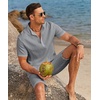 image:imageCOOFANDY Mens 2 Pieces Linen Set Casual Henley Shirts Short Sleeve Beach Yoga Shorts Summer Pants OutfitsGrey