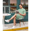 image:imageCOOFANDY Mens 2 Pieces Linen Set Casual Henley Shirts Short Sleeve Beach Yoga Shorts Summer Pants OutfitsIce Green