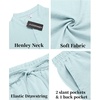 image:imageCOOFANDY Mens 2 Pieces Linen Set Casual Henley Shirts Short Sleeve Beach Yoga Shorts Summer Pants OutfitsLight Blue