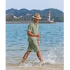 image:imageCOOFANDY Mens 2 Pieces Linen Set Casual Henley Shirts Short Sleeve Beach Yoga Shorts Summer Pants OutfitsLight Green
