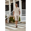 image:imageCOOFANDY Mens 2 Pieces Linen Set Casual Henley Shirts Short Sleeve Beach Yoga Shorts Summer Pants OutfitsLight Khaki