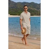 image:imageCOOFANDY Mens 2 Pieces Linen Set Casual Henley Shirts Short Sleeve Beach Yoga Shorts Summer Pants OutfitsLight Khaki