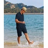 image:imageCOOFANDY Mens 2 Pieces Linen Set Casual Henley Shirts Short Sleeve Beach Yoga Shorts Summer Pants OutfitsNavy Blue