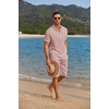 image:imageCOOFANDY Mens 2 Pieces Linen Set Casual Henley Shirts Short Sleeve Beach Yoga Shorts Summer Pants OutfitsPink