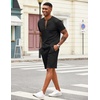 image:imageCOOFANDY Mens 2 Pieces Outfits Casual Quarter Zip Polo T Shirt and Shorts Set Athletic Jogging Summer Tracksuit01black