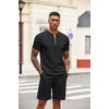 image:imageCOOFANDY Mens 2 Pieces Outfits Casual Quarter Zip Polo T Shirt and Shorts Set Athletic Jogging Summer Tracksuit01black