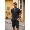 image:imageCOOFANDY Mens 2 Pieces Outfits Casual Quarter Zip Polo T Shirt and Shorts Set Athletic Jogging Summer Tracksuit01black