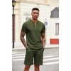 image:imageCOOFANDY Mens 2 Pieces Outfits Casual Quarter Zip Polo T Shirt and Shorts Set Athletic Jogging Summer TracksuitArmy Green
