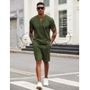image:imageCOOFANDY Mens 2 Pieces Outfits Casual Quarter Zip Polo T Shirt and Shorts Set Athletic Jogging Summer TracksuitArmy Green