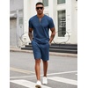image:imageCOOFANDY Mens 2 Pieces Outfits Casual Quarter Zip Polo T Shirt and Shorts Set Athletic Jogging Summer TracksuitBlue
