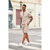 image:imageCOOFANDY Mens 2 Pieces Outfits Casual Quarter Zip Polo T Shirt and Shorts Set Athletic Jogging Summer TracksuitChampagne
