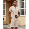 image:imageCOOFANDY Mens 2 Pieces Outfits Casual Quarter Zip Polo T Shirt and Shorts Set Athletic Jogging Summer TracksuitChampagne