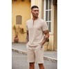 image:imageCOOFANDY Mens 2 Pieces Outfits Casual Quarter Zip Polo T Shirt and Shorts Set Athletic Jogging Summer TracksuitChampagne