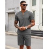 image:imageCOOFANDY Mens 2 Pieces Outfits Casual Quarter Zip Polo T Shirt and Shorts Set Athletic Jogging Summer TracksuitDark Grey