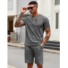 image:imageCOOFANDY Mens 2 Pieces Outfits Casual Quarter Zip Polo T Shirt and Shorts Set Athletic Jogging Summer TracksuitDark Grey