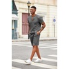 image:imageCOOFANDY Mens 2 Pieces Outfits Casual Quarter Zip Polo T Shirt and Shorts Set Athletic Jogging Summer TracksuitDark Grey