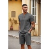 image:imageCOOFANDY Mens 2 Pieces Outfits Casual Quarter Zip Polo T Shirt and Shorts Set Athletic Jogging Summer TracksuitDark Grey