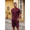 image:imageCOOFANDY Mens 2 Pieces Outfits Casual Quarter Zip Polo T Shirt and Shorts Set Athletic Jogging Summer TracksuitDate Red