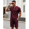 image:imageCOOFANDY Mens 2 Pieces Outfits Casual Quarter Zip Polo T Shirt and Shorts Set Athletic Jogging Summer TracksuitDate Red