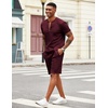 image:imageCOOFANDY Mens 2 Pieces Outfits Casual Quarter Zip Polo T Shirt and Shorts Set Athletic Jogging Summer TracksuitDate Red