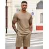 image:imageCOOFANDY Mens 2 Pieces Outfits Casual Quarter Zip Polo T Shirt and Shorts Set Athletic Jogging Summer TracksuitKhaki