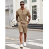 image:imageCOOFANDY Mens 2 Pieces Outfits Casual Quarter Zip Polo T Shirt and Shorts Set Athletic Jogging Summer TracksuitKhaki