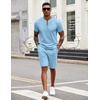 image:imageCOOFANDY Mens 2 Pieces Outfits Casual Quarter Zip Polo T Shirt and Shorts Set Athletic Jogging Summer TracksuitLight Blue