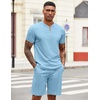 image:imageCOOFANDY Mens 2 Pieces Outfits Casual Quarter Zip Polo T Shirt and Shorts Set Athletic Jogging Summer TracksuitLight Blue