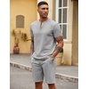image:imageCOOFANDY Mens 2 Pieces Outfits Casual Quarter Zip Polo T Shirt and Shorts Set Athletic Jogging Summer TracksuitLight Grey