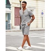 image:imageCOOFANDY Mens 2 Pieces Outfits Casual Quarter Zip Polo T Shirt and Shorts Set Athletic Jogging Summer TracksuitLight Grey