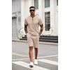 image:imageCOOFANDY Mens 2 Pieces Outfits Casual Quarter Zip Polo T Shirt and Shorts Set Athletic Jogging Summer TracksuitLight Khaki
