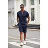 image:imageCOOFANDY Mens 2 Pieces Outfits Casual Quarter Zip Polo T Shirt and Shorts Set Athletic Jogging Summer TracksuitNavy Blue