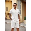 image:imageCOOFANDY Mens 2 Pieces Outfits Casual Quarter Zip Polo T Shirt and Shorts Set Athletic Jogging Summer TracksuitWhite